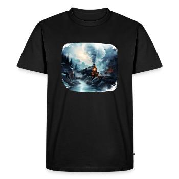 Locomotive à vapeur - T-shirt Premium bio Homme - noir - Devant - Nico (187cm)