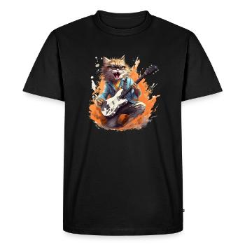 Singing Guitar Playing Cat - Men's Premium Organic T-Shirt - black - Front - Nico (187cm)