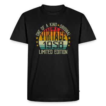 Vintage Né en 1958 Rétro Cadeau Anniversaire 1958 - T-shirt Premium bio Homme - noir - Devant - Nico (187cm)