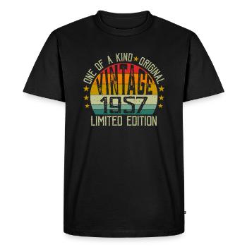 Vintage Né en 1957 Rétro Cadeau Anniversaire 1957 - T-shirt Premium bio Homme - noir - Devant - Nico (187cm)