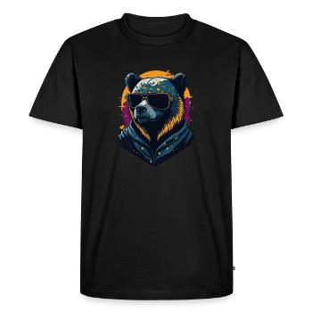 Ours avec des lunettes de soleil - T-shirt Premium bio Homme - noir - Devant - Nico (187cm)