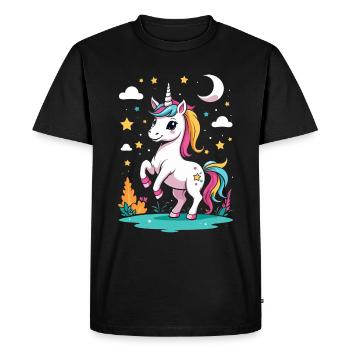 Illustration of a unicorn - Men's Premium Organic T-Shirt - black - Front - Nico (187cm)