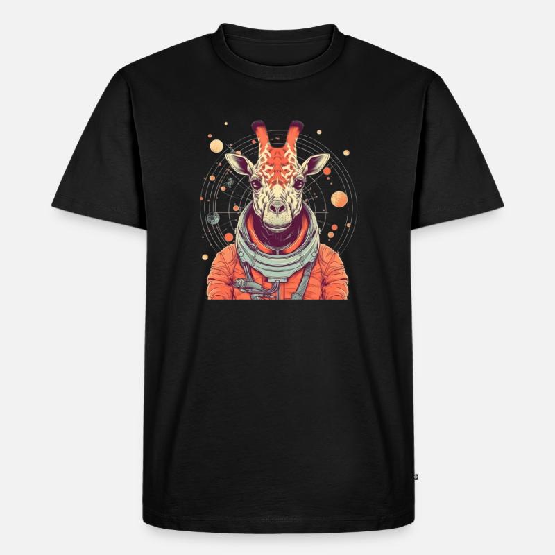 Space Giraffe - Männer Premium Bio T-Shirt - Schwarz