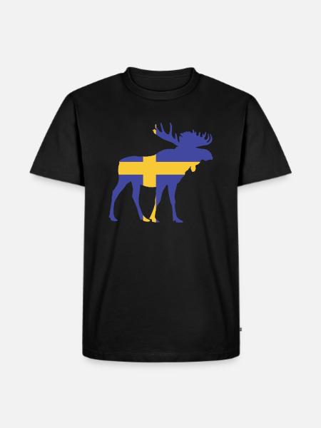 Sweden Flag Deer Moose - Men's Premium Organic T-Shirt - black