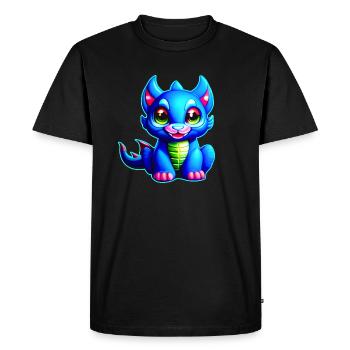 Cheeky little blue fantasy dragon - Men's Premium Organic T-Shirt - black - Front - Nico (187cm)