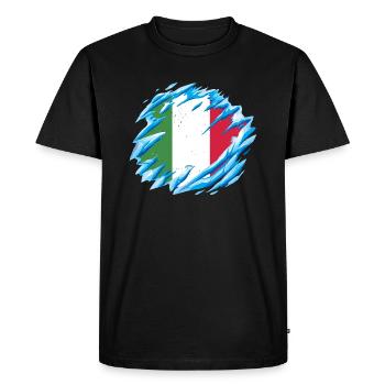 Drapeau italien vintage drapeau italien look usé - T-shirt Premium bio Homme - noir - Devant - Nico (187cm)