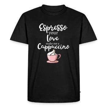 Funny Coffee Espresso Cappuccino Lovers Design - Men's Premium Organic T-Shirt - black - Front - Nico (187cm)