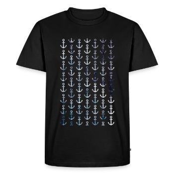Maritime anchor pattern in vintage style - Men's Premium Organic T-Shirt - black - Front - Nico (187cm)