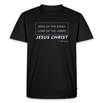 Roi des rois, cadeau chrétien, Jésus - T-shirt Premium bio Homme - noir - Devant - Nico (187cm)