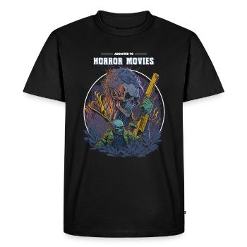 Addicted to Horror Movies - Zombie Illustration - Men's Premium Organic T-Shirt - black - Front - Nico (187cm)