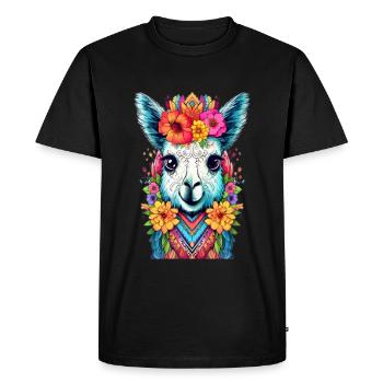 Lama - Men's Premium Organic T-Shirt - black - Front - Nico (187cm)