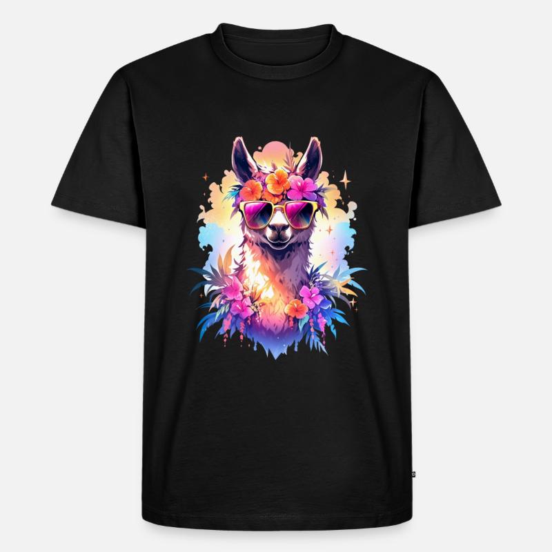 Lama - Männer Premium Bio T-Shirt - Schwarz