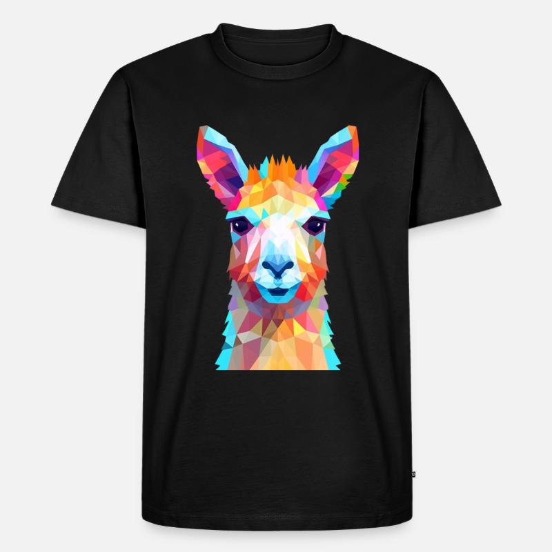 Lama - Männer Premium Bio T-Shirt - Schwarz