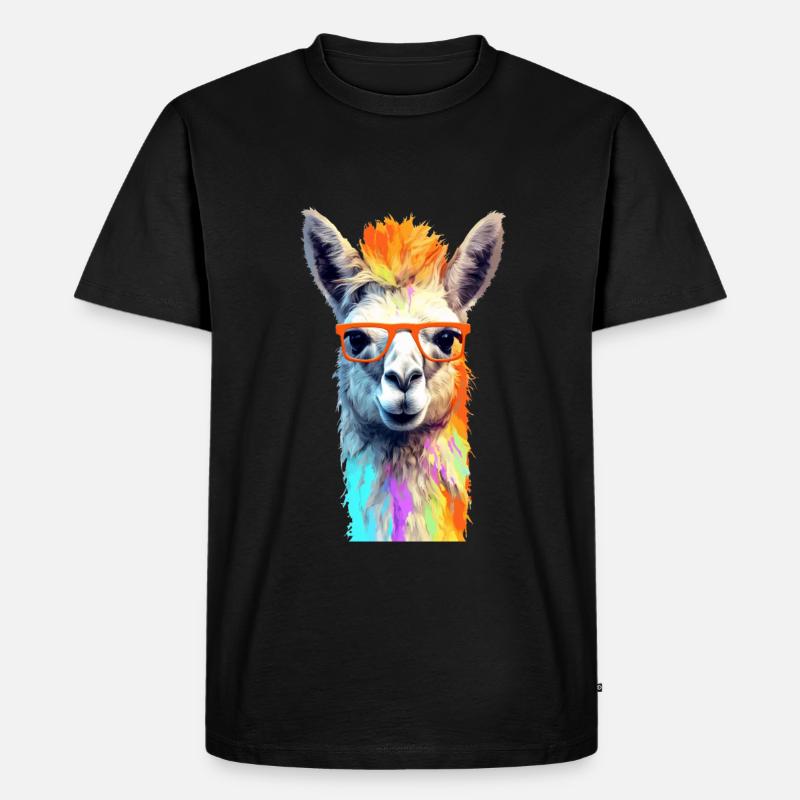 Lama - Männer Premium Bio T-Shirt - Schwarz