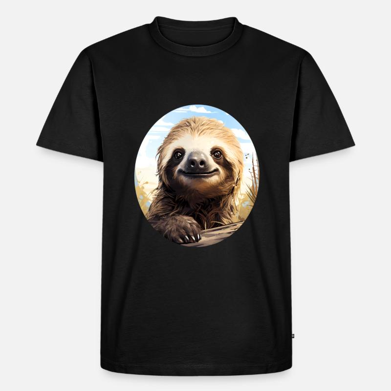 Faultier - Männer Premium Bio T-Shirt - Schwarz