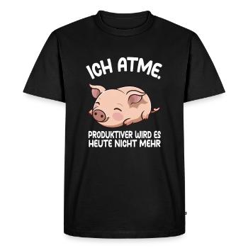 Je respire le cochon - T-shirt Premium bio Homme - noir - Devant - Nico (187cm)
