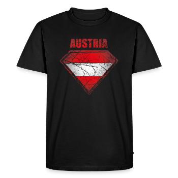 Austria Superhero Flag Austrian Symbol - Men's Premium Organic T-Shirt - black - Front - Nico (187cm)