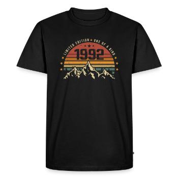 Né en 1992 - Vintage Cadeau D'anniversaire 1992 - T-shirt Premium bio Homme - noir - Devant - Nico (187cm)