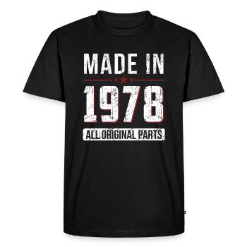 Fabriqué en 1978 Toutes les pièces d'origine - Anniversaire - T-shirt Premium bio Homme - noir - Devant - Nico (187cm)