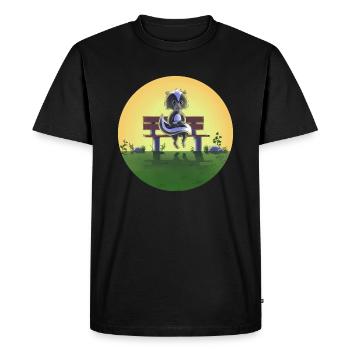 Small skunk on park bench - Men's Premium Organic T-Shirt - black - Front - Nico (187cm)