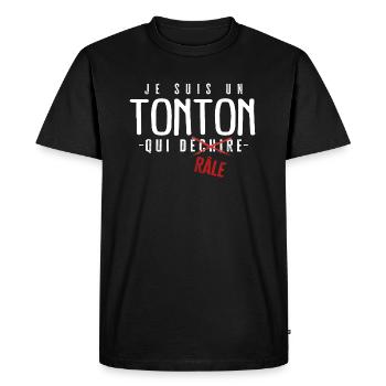 Tonton râleur cadeau drôle humour rigolo - T-shirt Premium bio Homme - noir - Devant - Nico (187cm)