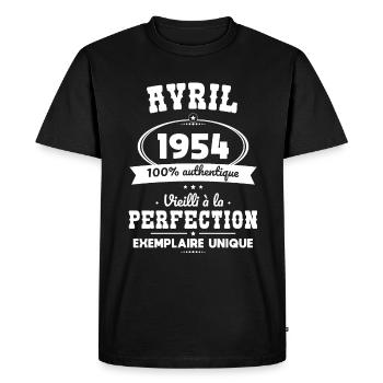 70th Anniversary - April 1954 Perfection - Men's Premium Organic T-Shirt - black - Front - Nico (187cm)