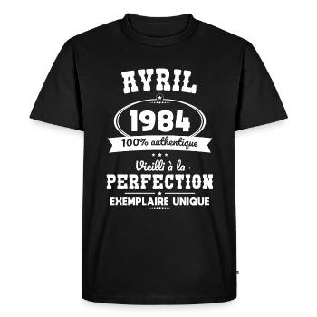 40th Anniversary - April 1984 Perfection - Men's Premium Organic T-Shirt - black - Front - Nico (187cm)