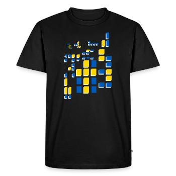 Abstakte Art Pixel Image Ukraine Colors - Men's Premium Organic T-Shirt - black - Front - Nico (187cm)