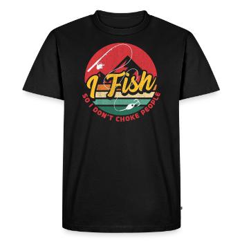 Je pêche pour ne pas étouffer les gens - T-shirt Premium bio Homme - noir - Devant - Nico (187cm)