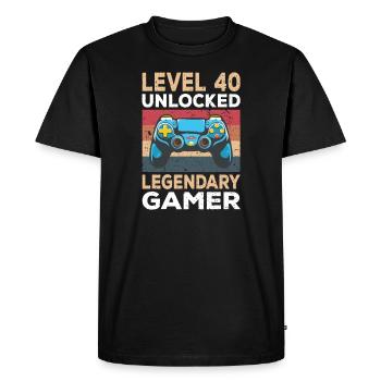 Niveau 40 Débloqué 40th Birthday Gamer - T-shirt Premium bio Homme - noir - Devant - Nico (187cm)
