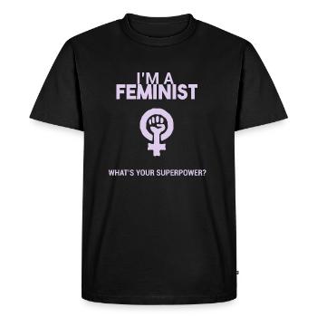 Je suis une féministe, quel est votre super pouvoir? - T-shirt Premium bio Homme - noir - Devant - Nico (187cm)