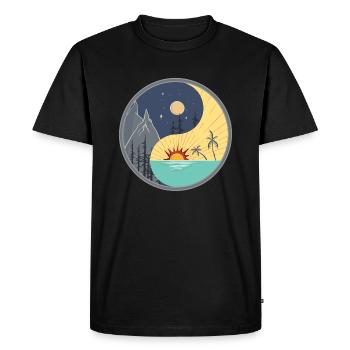 Yin Yang / jour et nuit - T-shirt Premium bio Homme - noir - Devant - Nico (187cm)