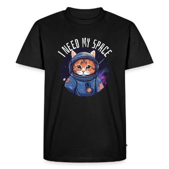 Chat J’ai besoin de mon chat d’astronomie de jeu de mots spatial - T-shirt Premium bio Homme - noir - Devant - Nico (187cm)