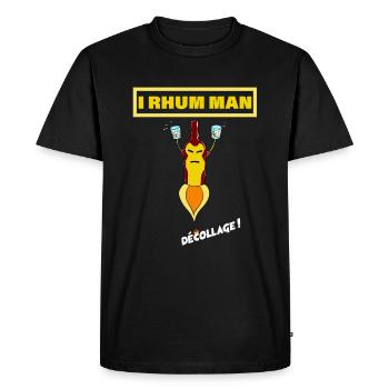 I rum man - Alcohol - Men's Premium Organic T-Shirt - black - Front - Nico (187cm)
