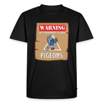Conception d’avertissement Pigeon Talk pour les amateurs de pigeons - T-shirt Premium bio Homme - noir - Devant - Nico (187cm)