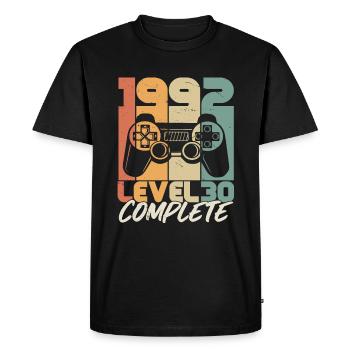 Né en 1992 30 Cadeau d’anniversaire - T-shirt Premium bio Homme - noir - Devant - Nico (187cm)