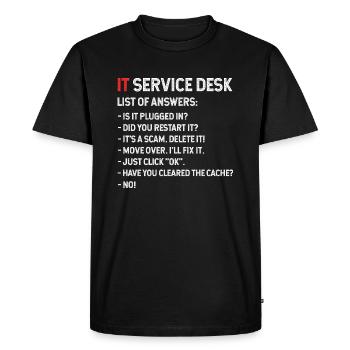 IT Service Desk List of Answers - Men's Premium Organic T-Shirt - black - Front - Nico (187cm)