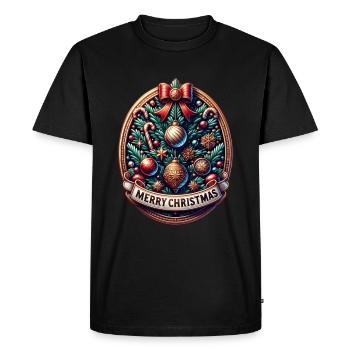 Joyeux Noël Sapin de Noël - T-shirt Premium bio Homme - noir - Devant - Nico (187cm)