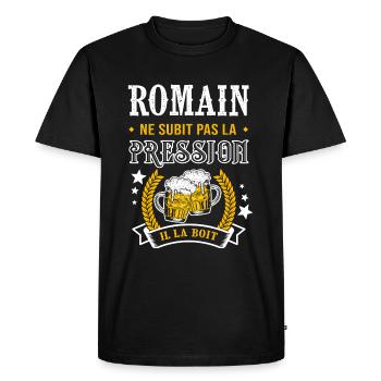 Romain bière romain cadeau Romainc fêtes - T-shirt Premium bio Homme - noir - Devant - Nico (187cm)