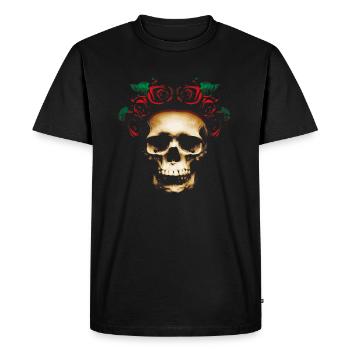Skull with roses - Men's Premium Organic T-Shirt - black - Front - Nico (187cm)