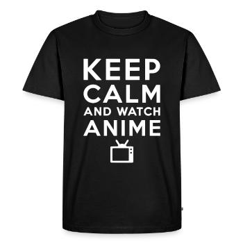 Restez calme et regardez Anime Japan Anime Series Fan - T-shirt Premium bio Homme - noir - Devant - Nico (187cm)