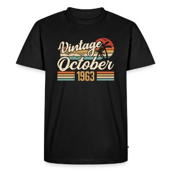 October 1963 Anniversary Gift - 1963 - Men's Premium Organic T-Shirt - black - Front - Nico (187cm)