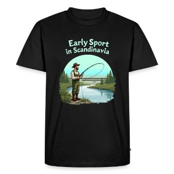 Pêche en Scandinavie - T-shirt Premium bio Homme - noir - Devant - Nico (187cm)