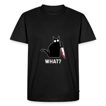Chat tueur drôle Quoi - T-shirt Premium bio Homme - noir - Devant - Nico (187cm)