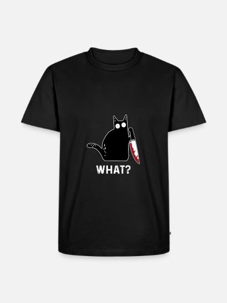 Funny killer cat What - Men's Premium Organic T-Shirt - black