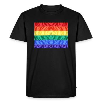 Drapeau arc-en-ciel Gay Pride LGBT LGBTQ Pride - T-shirt Premium bio Homme - noir - Devant - Nico (187cm)