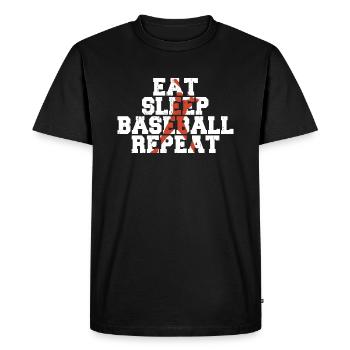 Eat Sleep Baseball Repeat Funny Baseball Tees - Men's Premium Organic T-Shirt - black - Front - Nico (187cm)