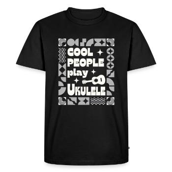 Cool people play Ukulele white - Men's Premium Organic T-Shirt - black - Front - Nico (187cm)