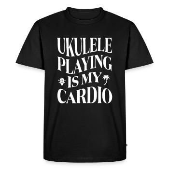 Jouer du ukulélé est mon cardio - T-shirt Premium bio Homme - noir - Devant - Nico (187cm)