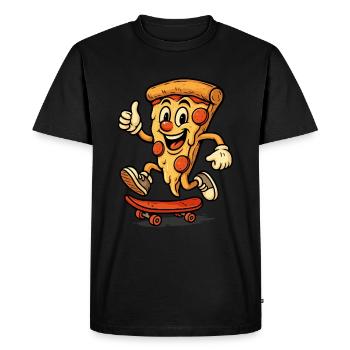 Pizza skateboard - T-shirt Premium bio Homme - noir - Devant - Nico (187cm)